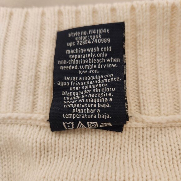 Faded Glory V-Neck Cable Knit Sweater W/ Button Accent Ivory Womens Large EUC - Picture 8 of 8